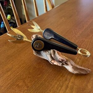 Rare black & brass vintage ice tongs